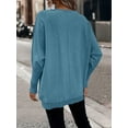 thumbnail image 2 of Botton Side Surplice Neck Sweater, Elegant Long Sleeve Sweater For Fall & Winter, Women's Clothing, 2 of 5