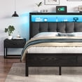 thumbnail image 5 of EnHomee Metal Platform Bed Frame King Size with Headboard Upholstered Bed with 2-Tier Storage Shelf & Charge Station & LED Light,Black, 5 of 9