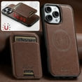 thumbnail image 6 of ELEHOLD Case for iPhone 15 Pro,2 in 1 Detachable Magnetic Leather Wallet Case with Card Holder Stand,Brown, 6 of 8