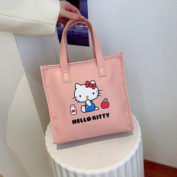 Sanrio-Bolsa de cosméticos de mano impermeable Hello Kitty Cinnamoroll, bolsa de lavado de dibujos animados para niñas, bolsa de almuerzo para refrigerios, trabajo manual xuanjing unisex
