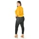 thumbnail image 3 of Blusa de manga 3/4 con olan Roman Fashion /Tallas Extras, 012 (Mostaza) amarillo 42, 3 of 6