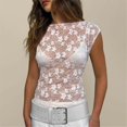 thumbnail image 5 of Endives Mesh Short Sleeve Tops for Women Slim Fit Crop Tops Shirt See Through Lace Going Out Top Club Wear T Shirts for Women L, 5 of 7
