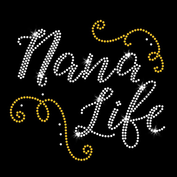 Nana Life Iron-on Clear Rhinestone and Rhinestud Transfer by JCS Rhinestones