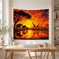 thumbnail image 5 of African Savanna Sunset with Wildlife Silhouettes Majestic Folk Art for Animal Lovers Nature Inspired Wall Art Birthday Gift Tapestry Wall Hanging for Bedroom and Living Room, 5 of 7
