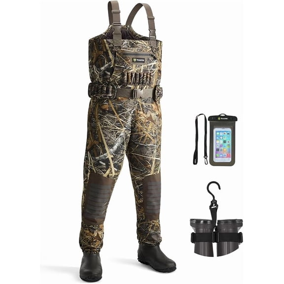 TIDEWE Breathable Chest Waders for Men, Waterproof Bootfoot Hunting and Fishing Waders with 1600G Insulated Boots, Durable Reinforced Fabric for Duck Hunting, Fishing and Outdoor Use,Size 8