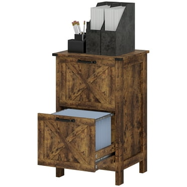 HOMCOM File Cabinet with 2 Drawers Filing Cabinet for A4 Letter Size Brown