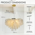 thumbnail image 3 of 24 Inch Gold Iron Seashell Chandelier - Adjustable Hanging Light for Dining Room Living Room with 6 E14 Bases (Bulbs Excluded)，43.3" Height & 54" Chain, 3 of 10