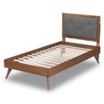 thumbnail image 4 of Baxton Studio Linn Mid-Century Modern Dark Grey Fabric Upholstered and Walnut Brown Finished Wood Twin Size Platform Bed, 4 of 10
