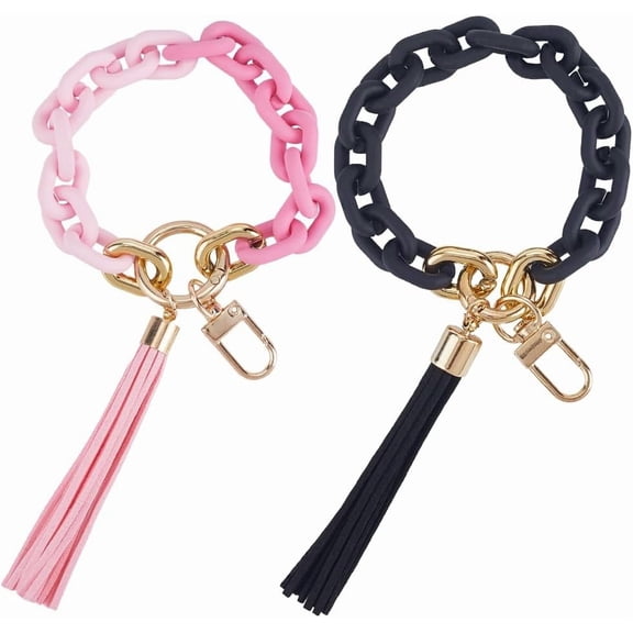 2 Pack Chain Link Wristlet Keychain Stretchy Key Chain Key Chains Women Cute Bracelet Colorful