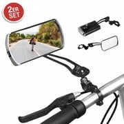 Rear View Bike Mirror 360° Super Clear Blast-Resistant Lightweight Wide Angle Fully Adjustable Cycle Mirror (Black)