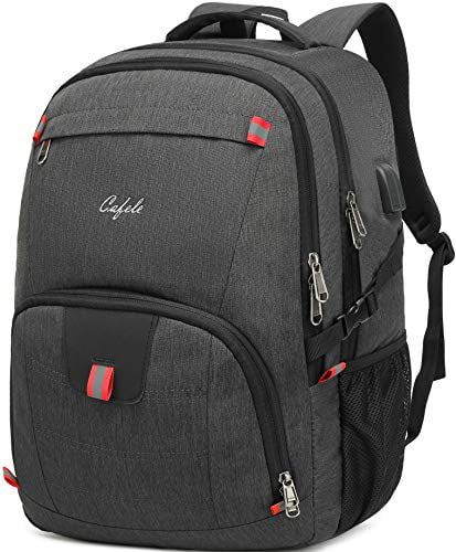Cafele Backpack,Waterproof Large 17in Laptop Backpack for Trip School Work Bookbag Computer Rucksack with USB Charging Port,Water Resistant Sturdy Backpack for Men Women,Grey 
