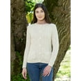 thumbnail image 3 of SAOL Aran Wool Button Up Cardigan Sweater Women's Irish Cable Knitted Jacket with Pockets, 3 of 6