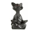 thumbnail image 1 of Estatua o nombre de gato negro zen de resina meditando, 1 of 3