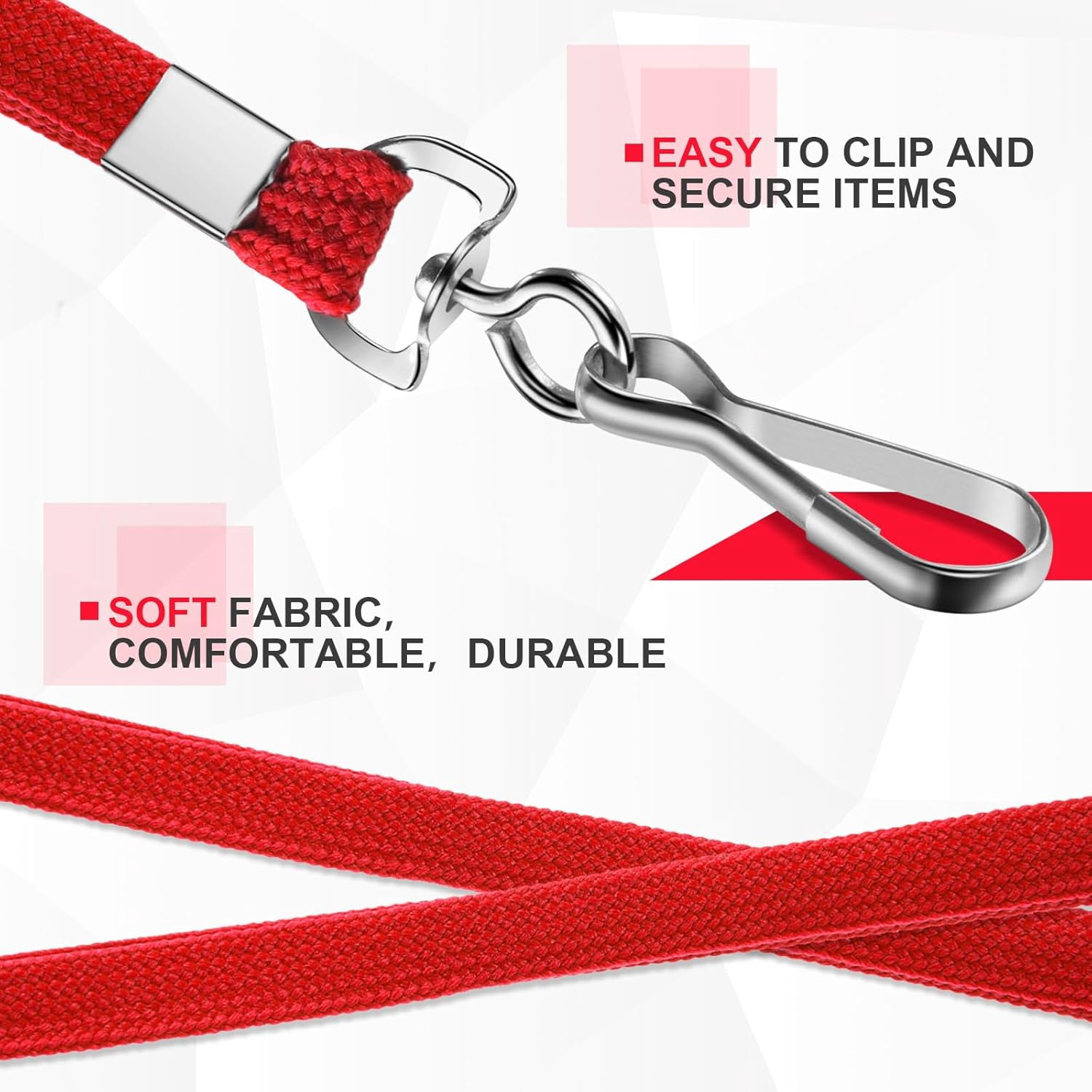 100 Pack Red Lanyards with Vertical Waterproof ID Card Holders, Clear Badge Holders for Office and School