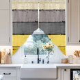 thumbnail image 4 of Swag Curtains Valances for Windows, Farmhouse Rustic Wood Texture Short Kitchen Window Curtains Over Sink, Yellow Grey Cafe Curtains Panel Set Of 2,Rod Pocket, 36 Inches Length, 4 of 8
