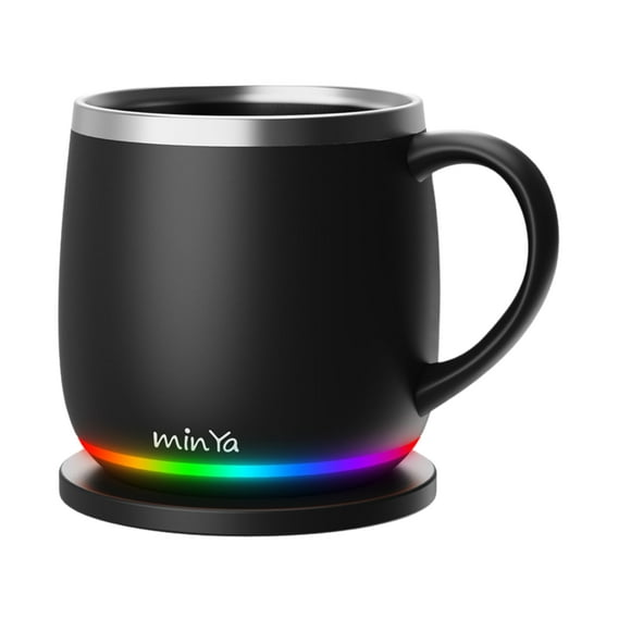 min Ya Temperature Control Smart Mug, 13.5 OZ, 3 Mode RGB LED Display, Self Heating Coffee Mug,Office/Home for Desk, Black
