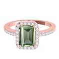 thumbnail image 2 of Mauli Jewels Rings for Women 3.20 Carat Diamond and Emerald Shaped Green Amethyst Ring prong 10K Rose Gold, 2 of 6