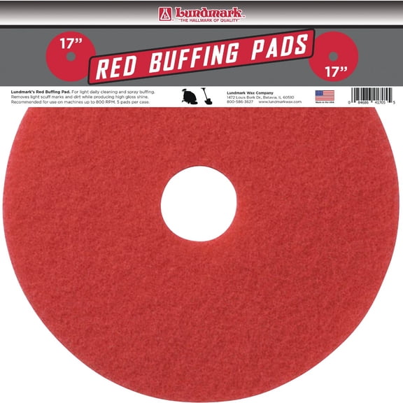 Lundmark Scrub Pad Red - 17 Inch, 5 Pack