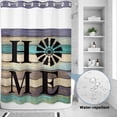 thumbnail image 4 of No Hook Shower Curtain with Built-in Rings - Black Windmill HOME Washable Waterproof Fabric Bathroom Curtains for Hotel,Rentals, Stall 48 X 72 Inch , Farmhouse Brown Green Wood Texture, 4 of 9