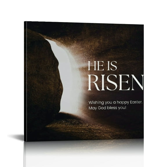 Vintage Easter Christian Jesus Wall Art Jesus Leaves the Tomb Canvas Painting Resurrected Savior Leaves the Tomb He Is Risen Posters Prints for Church Home Bedroom living room Home Wall Decor Framed