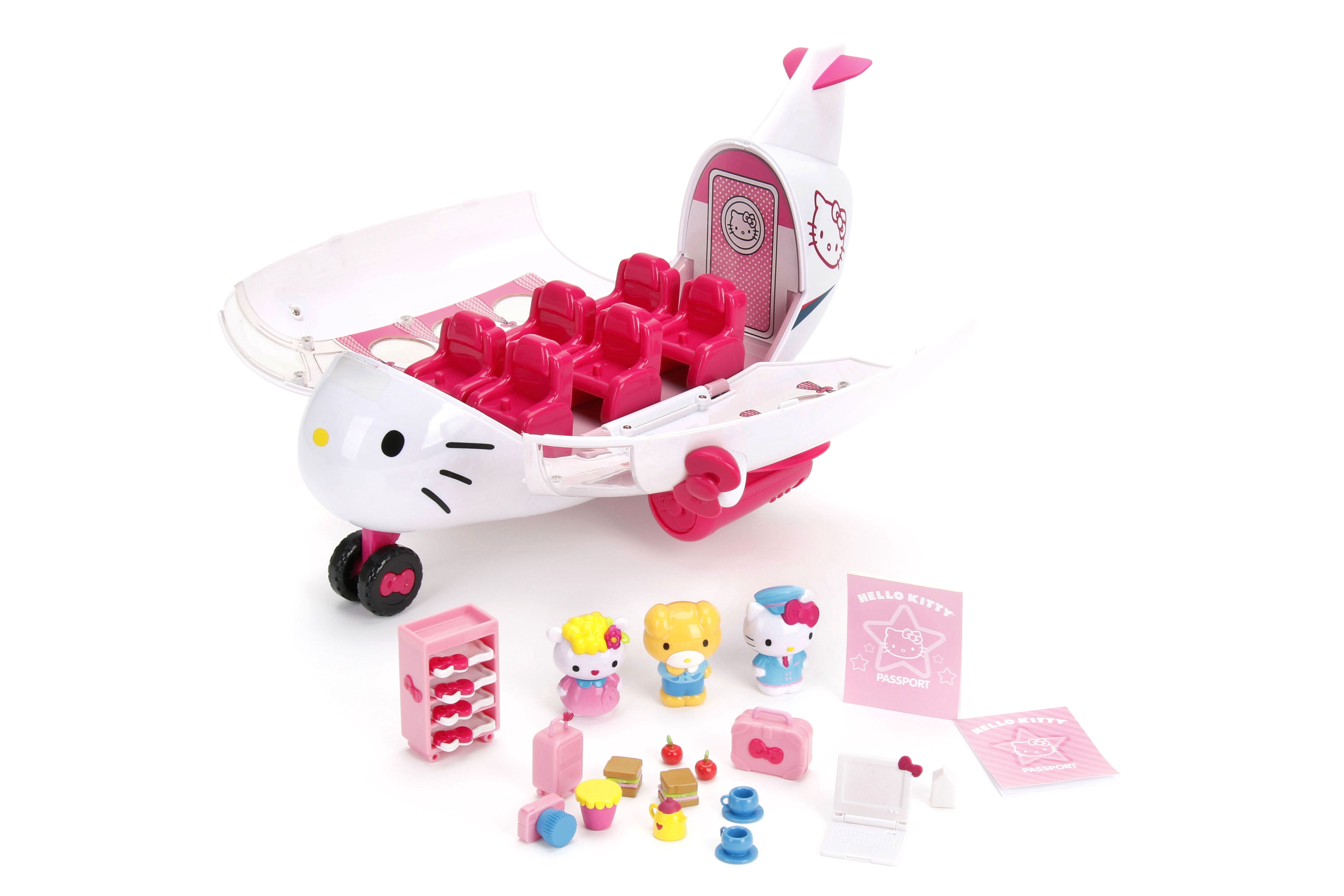 Jada Sanrio Hello Kitty and Friends – Hello Kitty Airline Play Set – Toy Airplane and Figure with Travel Accessories - Ages 4+(Pink)