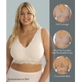 thumbnail image 2 of DreamFit Underwear for Women Plus Size Full Coverage Wireless Lace Bralette with Adjustable Convertible Wide Straps, 2 of 6