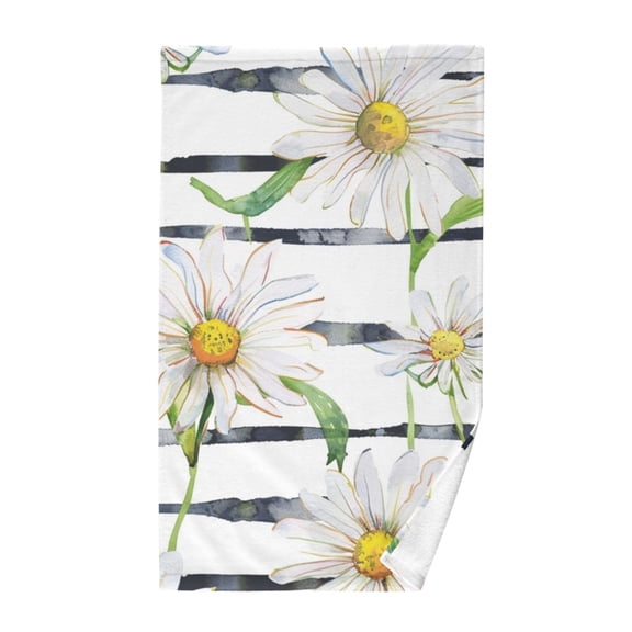 Daisy Flower on Stripe Cotton Face Towels Absorbent Hand Towel Soft Bathroom Towel for Kitchen Hotel Decoration