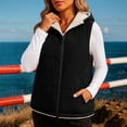 thumbnail image 6 of Ghalytn Women's Hooded Puffer Vest, Fleece Lined Sleeveless Zip-Up Jacket with Pockets, 6 of 6