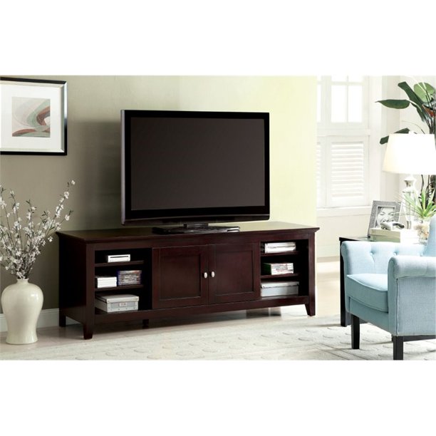 Furniture of America Blair Transitional Solid Wood 72" TV Stand in Dark