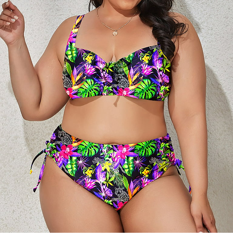 Aayomet Women's Plus Size Two Piece Swimsuit Print Bikini Swim Bra