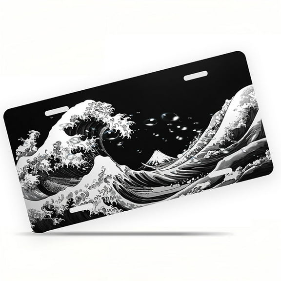 The Great Wave Variation Front License Plate, Metal License Plate, Funny Standard Plates Personalized Novelty Decorative For Men/Women/Boys/Girls Car 6×12 Inch