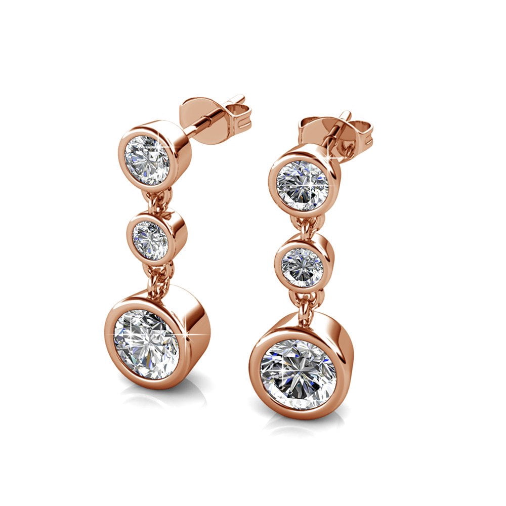 Cate & Chloe Bailey 18k Rose Gold Plated Dangle Earrings with Swarovski Crystals, Gift for Women