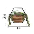 thumbnail image 2 of Flora Bunda TS1882E 11 in. Hexagon Wood Plus Metal Wall Succulent Mix, 2 of 5