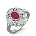 thumbnail image 2 of 6X4 MM Oval Ruby Glass Filled Flower Engagement Women Mother's Day Gift 925 Sterling Silver Ring, 2 of 3