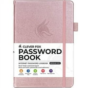 Clever Fox Password Book with tabs. Internet Address and Password Organizer Logbook with Alphabetical tabs. Medium Size Password Keeper Journal Notebook for Computer & Website Logins (Rose Gold)