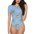 thumbnail image 2 of Goofa Cute Cartoon Corgi Printed Women Rash Guard Short Sleeve,Tummy control Swimsuit Surfing Swimsuit Bathing Suit One Piece Swimsuit UPF 50-Small, 2 of 9