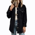thumbnail image 4 of AherBiu Button down Shirt for Women Corduroy Shacket Collared Lapel V Neck Long Sleeve Casual Loose Tops with Pockets(Large,Black), 4 of 7