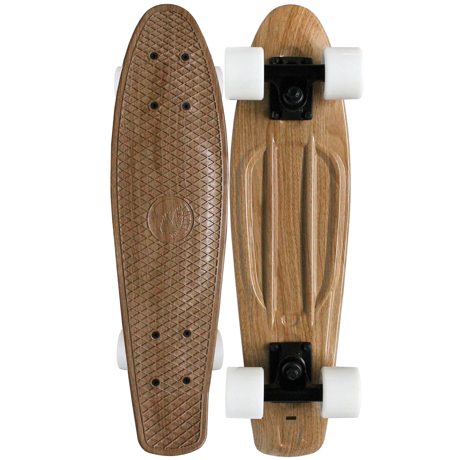 PARADISE Plastic Skateboard Old School Retro Cruiser NATURAL WOOD