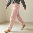 thumbnail image 4 of Ohufall Women's Pajama Pants Cozy Fleece Cuffed Elastic Waist Pant Soft Lounge Sleepwear for Winter, 4 of 5