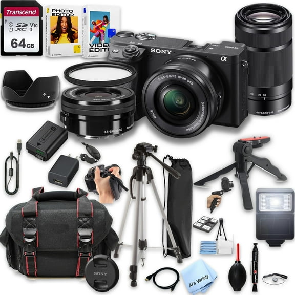Sony a6400 Mirrorless Camera with16-50mm & 55-210mm Zoom Lenses, 64GBSD Card and More