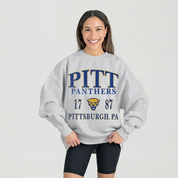 Women's Gameday Couture Ash Pitt Panthers Premium Fleece Pullover Sweatshirt