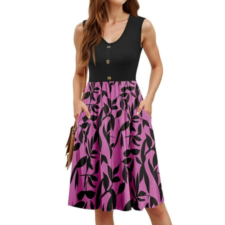 Divhosrg Summer Dresses for Women  Beach Dresses for Women with Sleeves  Midi Dresses for Women Floral  Swimsuit Coverup with Pockets  Purple Sundresses for Women Beach 2XL