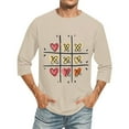 thumbnail image 2 of Jinhomg Mens Thin Holiday Tops Novelty Funny Valentine's Day Love Heart Tees Big and Tall Comfy 3/4 Sleeve Crew Neck T-Shirt Dating Wear Beige L, 2 of 6