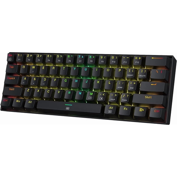 Redragon K630 Dragonborn 60% Wired RGB Gaming Keyboard, 61 Keys Compact Mechanical Keyboard with Tactile Blue Switch, Pro Driver Support, Black