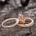 thumbnail image 4 of 5.75 Carat 10mm Cushion Cut Morganite Wedding Set Diamond Moissanite Bridal Ring 10k Rose Gold Halo 8-prongs Full Eternity Band, 4 of 6