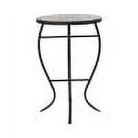 Outdoor Side Table, Accent Table, Tile Mosaic Table with Curved Metal Frame and Ceramic Tile Top for Patio Garden Balcony, 14 Inch, Black