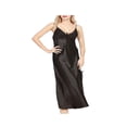thumbnail image 1 of YOPTOP Robe de Pyjama pour Femmes en Satin Soyeux Longue Tenue de Nuit à Col en V, Noir, TG, 1 of 5