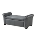 thumbnail image 4 of Inspired Home Noem Faux Leather Storage Bench Nailhead Trim, Grey, 4 of 9