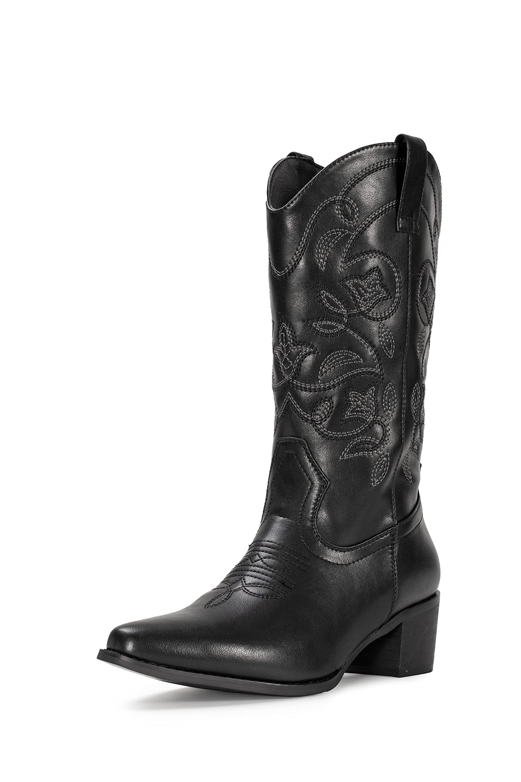 IUV Women's Square Toe Mid-Calf Western Cowboy Boot for Female,Sizes 5-11.5