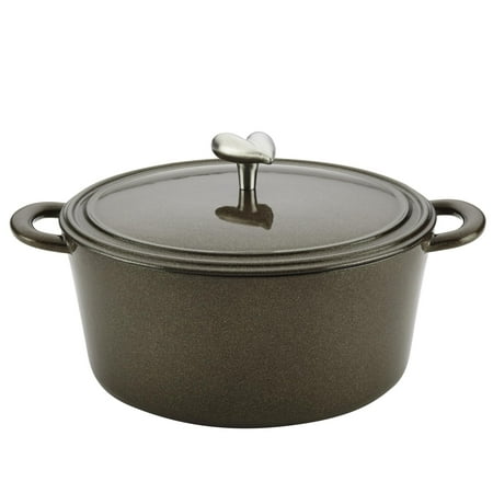 Ayesha Curry Enameled Cast Iron Induction Dutch Oven with Lid, 5.5-Quart, Brown Sugar